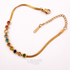UBAN Jewels™ Rainbow Glow Snake Chain Bracelet - 18k Gold-Plated Stainless Steel Anti-Tarnish Multi-Color Zircon Bracelet