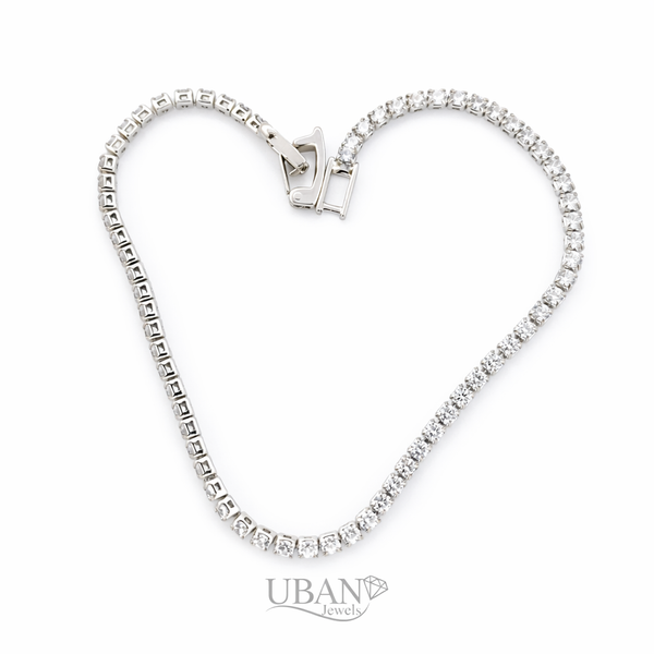 UBAN jewels Classic White Zircon Silver-Tone Tennis Bracelet