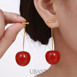UBAN Jewels™ Tiny Cherry Stud Earrings - 18k Gold-Plated Anti-Tarnish Cute Fruit Minimalist Studs
