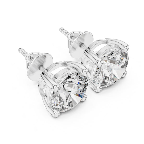 UBAN Jewels™ Classic 4 Ct TW CZ Solitaire Stud Earrings - Premium Silver Solitaire Earrings