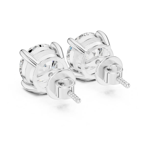 UBAN Jewels™ Classic 4 Ct TW CZ Solitaire Stud Earrings - Premium Silver Solitaire Earrings