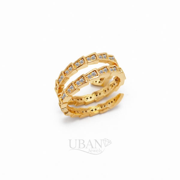 The Serpentine 18KT Gold Pavé Wrap Ring by UBANjewels™