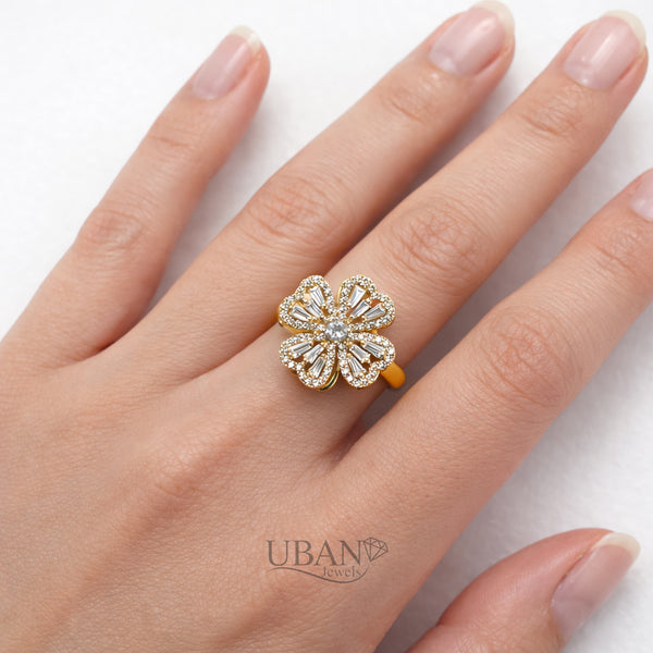 UBAN Jewels™ Radiant Lucky Clover Spinner Ring - Stainless Steel & Anti-Tarnish