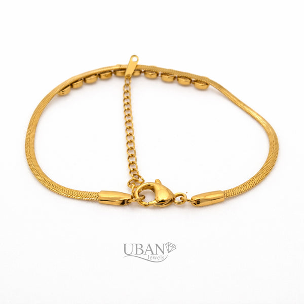 UBAN Jewels™ Rainbow Glow Snake Chain Bracelet - 18k Gold-Plated Stainless Steel Anti-Tarnish Multi-Color Zircon Bracelet