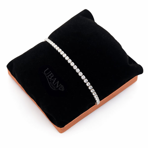 UBAN jewels Classic White Zircon Silver-Tone Tennis Bracelet