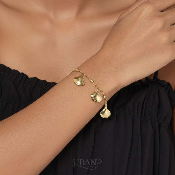 UBAN Jewels™ Multi Sea Shell Anklet - 18k Gold-Plated Stainless Steel Boho Seashell Charm Anklet