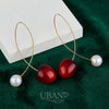 UBAN Jewels™ Sweet Cherry Drop Earrings - 18k Gold-Plated Anti-Tarnish Red Resin Fruit Statement Earrings