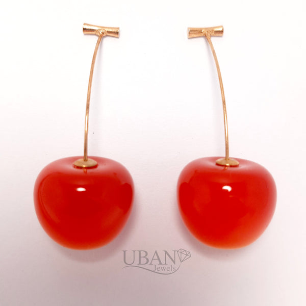 UBAN Jewels™ Tiny Cherry Stud Earrings - 18k Gold-Plated Anti-Tarnish Cute Fruit Minimalist Studs