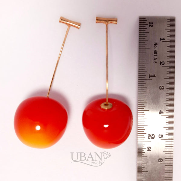 UBAN Jewels™ Tiny Cherry Stud Earrings - 18k Gold-Plated Anti-Tarnish Cute Fruit Minimalist Studs