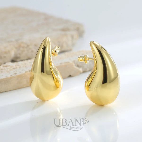 UBAN Jewels™ Vintage Emerald Sunburst Drop Earrings - 18k Gold-Plated Stainless Steel Carved Statement Earrings