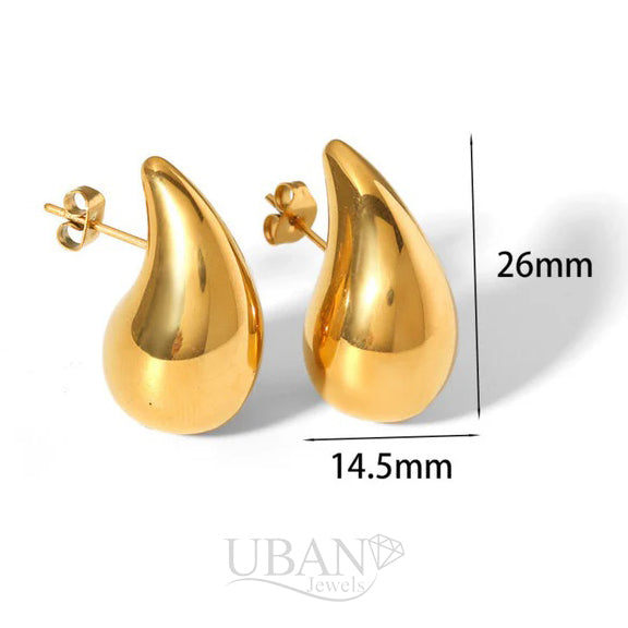 UBAN Jewels™ Vintage Emerald Sunburst Drop Earrings - 18k Gold-Plated Stainless Steel Carved Statement Earrings