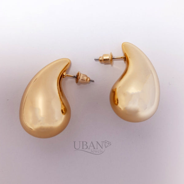 UBAN Jewels™ Vintage Emerald Sunburst Drop Earrings - 18k Gold-Plated Stainless Steel Carved Statement Earrings