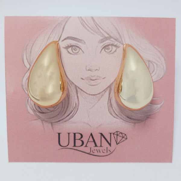 UBAN Jewels™ Vintage Emerald Sunburst Drop Earrings - 18k Gold-Plated Stainless Steel Carved Statement Earrings