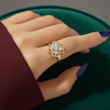 Radiant Lucky Clover Crystal Spinner Ring - Anti-Anxiety & Adjustable