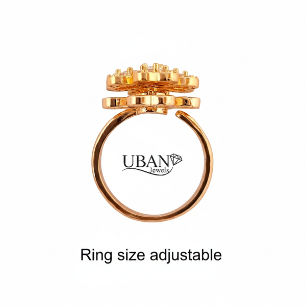 Radiant Lucky Clover Crystal Spinner Ring - Anti-Anxiety & Adjustable