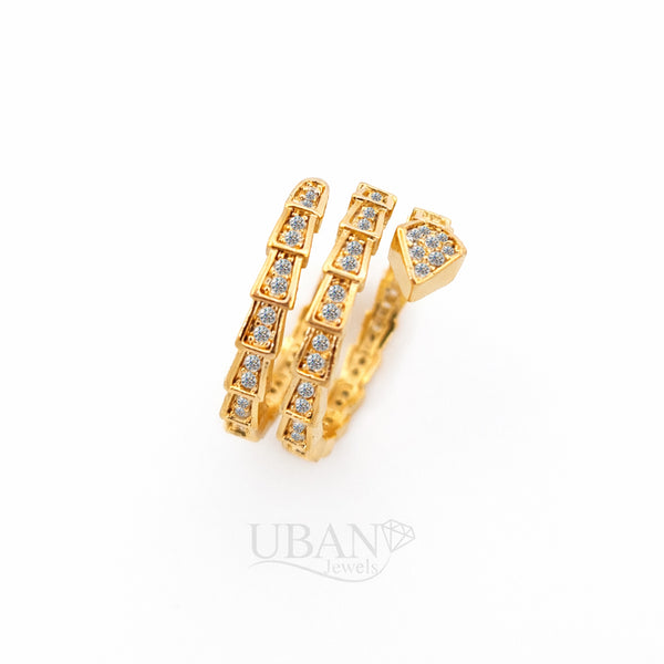 The Serpentine 18KT Gold Pavé Wrap Ring by UBANjewels™