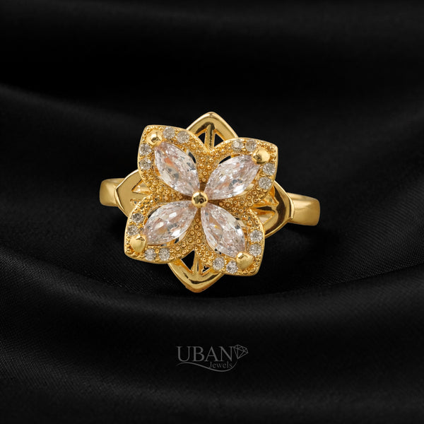 UBAN Jewels™ Floral Elegance Spinner Ring - Anti-Tarnish & Adjustable