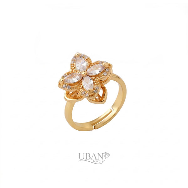 UBAN Jewels™ Floral Elegance Spinner Ring - Anti-Tarnish & Adjustable