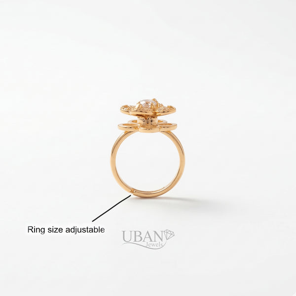UBAN Jewels™ Floral Elegance Spinner Ring - Anti-Tarnish & Adjustable